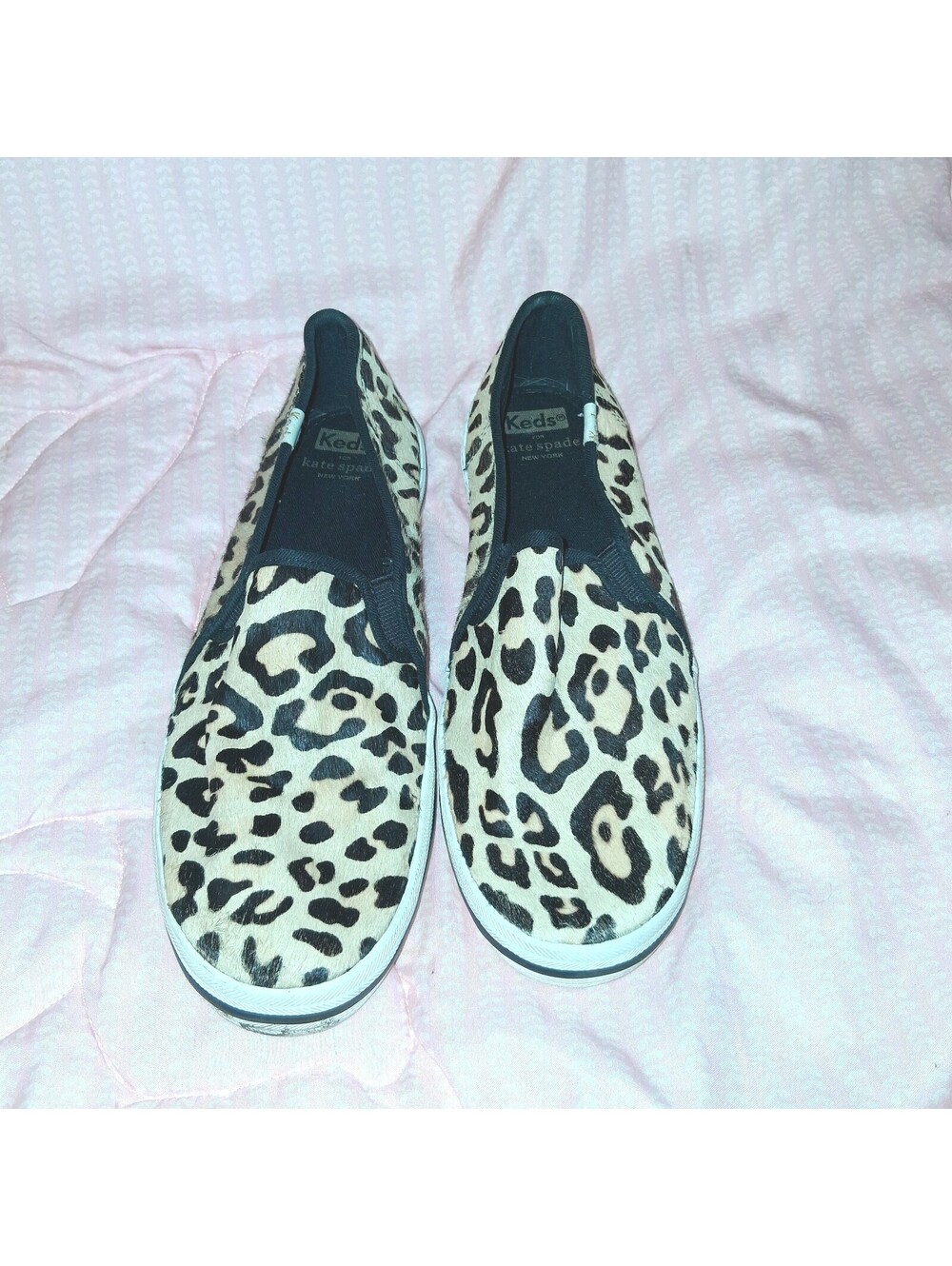 Kate Spade Keds Leopard Calf Hair Double Decker Slip On Sneakers 8.5 WH57797